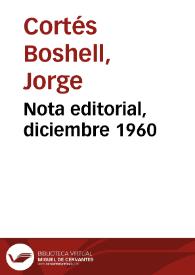 Nota editorial, diciembre 1960 | Biblioteca Virtual Miguel de Cervantes