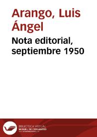 Nota editorial, septiembre 1950 | Biblioteca Virtual Miguel de Cervantes
