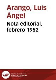 Nota editorial, febrero 1952 | Biblioteca Virtual Miguel de Cervantes