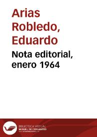Nota editorial, enero 1964 | Biblioteca Virtual Miguel de Cervantes
