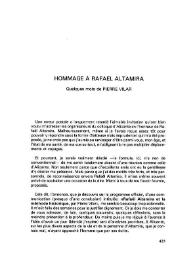 Hommage à Rafael Altamira. Quelques mots  / Pierre Vilar | Biblioteca Virtual Miguel de Cervantes