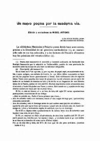 Un nuevo poema por la cuaderna vía  / edición y anotaciones de Miguel Artigas  | Biblioteca Virtual Miguel de Cervantes