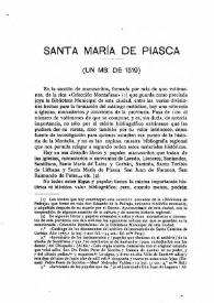 Santa María de Piasca (Un ms. de 1519) / Tomás Maza Solano | Biblioteca Virtual Miguel de Cervantes
