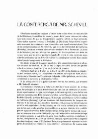 La Conferencia de Mr. Schevill / Adolfo Bonilla y San Martín | Biblioteca Virtual Miguel de Cervantes