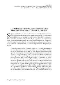 Las primeras recopilaciones de textos orales en Guinea Ecuatorial, 1890-1913 / Jacint Creus | Biblioteca Virtual Miguel de Cervantes