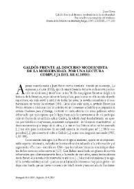 Galdós frente al discurso modernista de la Modernidad. Por una lectura compleja del realismo / Joan Oleza | Biblioteca Virtual Miguel de Cervantes