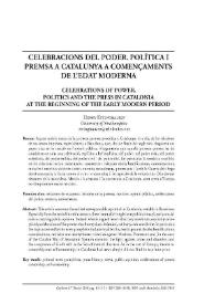 Celebracions del poder. Política i prensa a Catalunya a començaments de l'edat moderna / Henry Ettinghausen | Biblioteca Virtual Miguel de Cervantes
