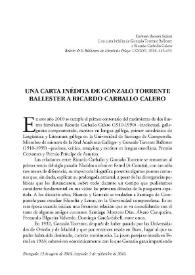 Una carta inédita de Gonzalo Torrente Ballester a
Ricardo Carballo Calero / Carmen Becerra Suárez | Biblioteca Virtual Miguel de Cervantes