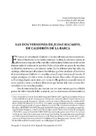 Las dos versiones de "Judas Macabeo", de Calderón de la Barca / Fernando Rodríguez-Gallego | Biblioteca Virtual Miguel de Cervantes
