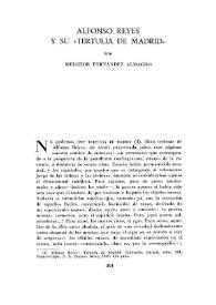 Alfonso Reyes y su "Tertulia de Madrid" / por Melchor Fernández Almagro | Biblioteca Virtual Miguel de Cervantes