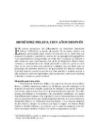 Menéndez Pelayo, cien años después / Ramón Emilio Mandado Gutiérrez | Biblioteca Virtual Miguel de Cervantes
