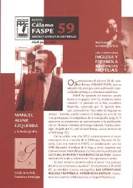 Revista Cálamo FASPE : lengua y literatura españolas. Núm. 59, 2012 | Biblioteca Virtual Miguel de Cervantes