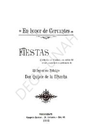 En honor a Cervantes : fiestas celebradas en Honduras con motivo del tercer centenario de la publicación de "El ingenioso hidalgo Don Quijote de la Mancha" | Biblioteca Virtual Miguel de Cervantes