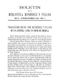 Traducción hecha por Menéndez y Pelayo de una epístola latina en honor de Zorrilla / Miguel Artigas y Ferrando | Biblioteca Virtual Miguel de Cervantes