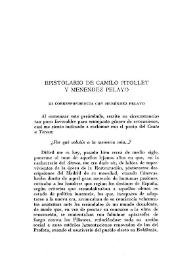 Epistolario de Camilo Pitollet y Menéndez Pelayo / Enrique Sánchez Reyes | Biblioteca Virtual Miguel de Cervantes
