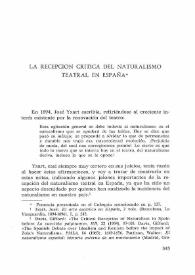 La recepción crítica del naturalismo teatral en España / Jesús Rubio Jiménez | Biblioteca Virtual Miguel de Cervantes