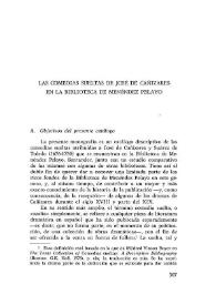 Las comedias sueltas de José de Cañizares en la Biblioteca de Menéndez Pelayo / Anthony J. Farrell | Biblioteca Virtual Miguel de Cervantes