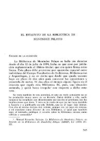 El estatuto de la Biblioteca de Menéndez Pelayo / Manuel Revuelta Sañudo | Biblioteca Virtual Miguel de Cervantes