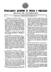 Boletín de Información. Departamento Autónomo de Publicidad y Propaganda [México]. Jueves 11 de noviembre de 1937 | Biblioteca Virtual Miguel de Cervantes