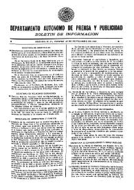 Boletín de Información. Departamento Autónomo de Publicidad y Propaganda [México]. Viernes 12 de noviembre de 1937 | Biblioteca Virtual Miguel de Cervantes