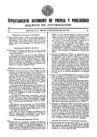 Boletín de Información. Departamento Autónomo de Publicidad y Propaganda [México]. Jueves 18 de noviembre de 1937 | Biblioteca Virtual Miguel de Cervantes