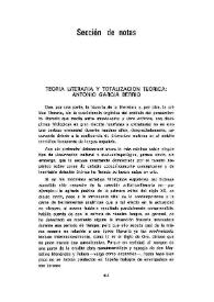 Teoría literaria y totalización teórica: Antonio García Berrio / Pedro Aullón de Haro | Biblioteca Virtual Miguel de Cervantes