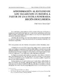 Aproximación al estudio de los tagarenos en Bizerta a partir de una estela funeraria recién descubierta / Abdel-Hakim Slama-Gafsi | Biblioteca Virtual Miguel de Cervantes