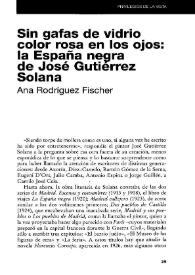 Sin gafas de vidrio color rosa en los ojos: la España negra de José Gutiérrez Solana / Ana Rodríguez Fischer | Biblioteca Virtual Miguel de Cervantes