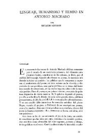 Lenguaje, humanismo y tiempo en Antonio Machado / Ricardo Gullón | Biblioteca Virtual Miguel de Cervantes