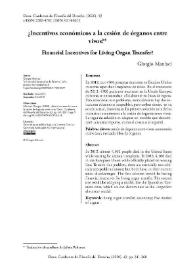 ¿Incentivos económicos a la cesión de órganos entre vivos? / Giorgio Maniaci | Biblioteca Virtual Miguel de Cervantes