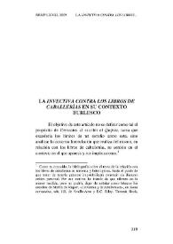 La invectiva contra los libros de caballerías en su contexto burlesco / Emilio Martínez Mata | Biblioteca Virtual Miguel de Cervantes
