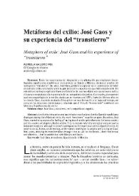 Metáforas del exilio: José Gaos y su experiencia del "transtierro" / Aurelia Valero Pie | Biblioteca Virtual Miguel de Cervantes
