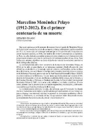 Marcelino Menéndez Pelayo (1912-2012). En el primer centenario de su muerte / Gerardo Bolado | Biblioteca Virtual Miguel de Cervantes
