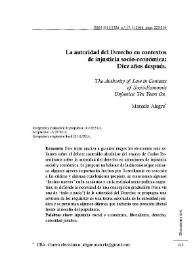 La autoridad del Derecho en contextos de injusticia socio-económica: Diez años después / Marcelo Alegre | Biblioteca Virtual Miguel de Cervantes