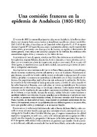 Una comisión francesa en la epidemia de Andalucía (1800-1801) / Paula de Demerson | Biblioteca Virtual Miguel de Cervantes