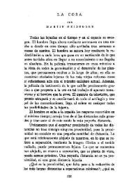 La cosa / por Martín Heidgger ; traducción de Víctor Sánchez de Zavala | Biblioteca Virtual Miguel de Cervantes