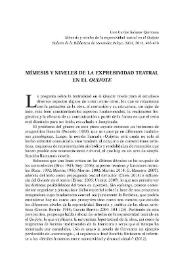 Mímesis y niveles de la expresividad teatral en el "Quijote" / Luis Carlos Salazar Quintana | Biblioteca Virtual Miguel de Cervantes