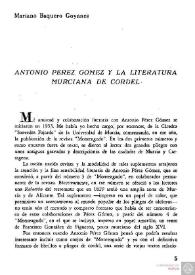 Antonio Pérez Gómez y la literatura murciana de cordel  / Mariano Baquero Goyanes | Biblioteca Virtual Miguel de Cervantes