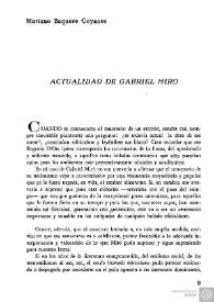Actualidad de Gabriel Miró / Mariano Baquero Goyanes | Biblioteca Virtual Miguel de Cervantes