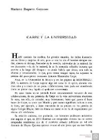 Carpe y la universidad / Mariano Baquero Goyanes | Biblioteca Virtual Miguel de Cervantes