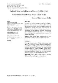Gabriel Miró en Biblioteca Nueva (1926-1930)  / Dolores Thion Soriano-Mollá | Biblioteca Virtual Miguel de Cervantes