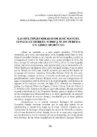 Las múltiples miradas de José Manuel González Herrán sobre J. M. de Pereda: un libro oportuno / Laureano Bonet | Biblioteca Virtual Miguel de Cervantes