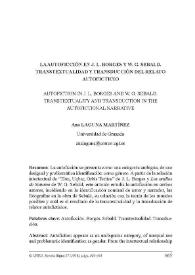 La autoficción en J. L. Borges y W. G. Sebald. Transtextualidad y transducción del relato autoficticio / Ana Laguna Martínez | Biblioteca Virtual Miguel de Cervantes