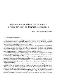 Algunas notas sobre las llamadas "prosas líricas" de Miguel Hernández / José Antonio Sáez Fernández | Biblioteca Virtual Miguel de Cervantes