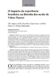 O impacto da experiência brasileira na filosofia dos media de Vilém Flusser / Rodrigo Duarte | Biblioteca Virtual Miguel de Cervantes