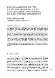 Las relaciones entre la Unión Europea y las Comunidades Autónomas en los nuevos Estatutos / David Ordóñez Solís | Biblioteca Virtual Miguel de Cervantes