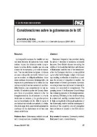 Consideraciones sobre la gobernanza de la UE / Joaquín Almunia | Biblioteca Virtual Miguel de Cervantes