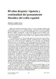 80 años después: vigencia y continuidad del pensamiento filosófico del exilio español / Andrea Luquin Calvo | Biblioteca Virtual Miguel de Cervantes