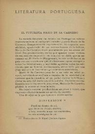 Literatura portuguesa. El futurista Mario de Sa Carneiro / Carmen de Burgos (Colombine) | Biblioteca Virtual Miguel de Cervantes