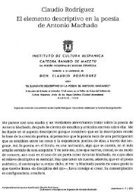 El elemento descriptivo en la poesía de Antonio Machado / Claudio Rodríguez | Biblioteca Virtual Miguel de Cervantes